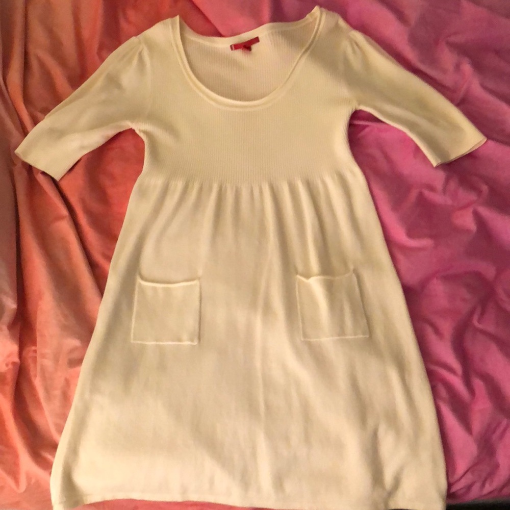 White sweater dress